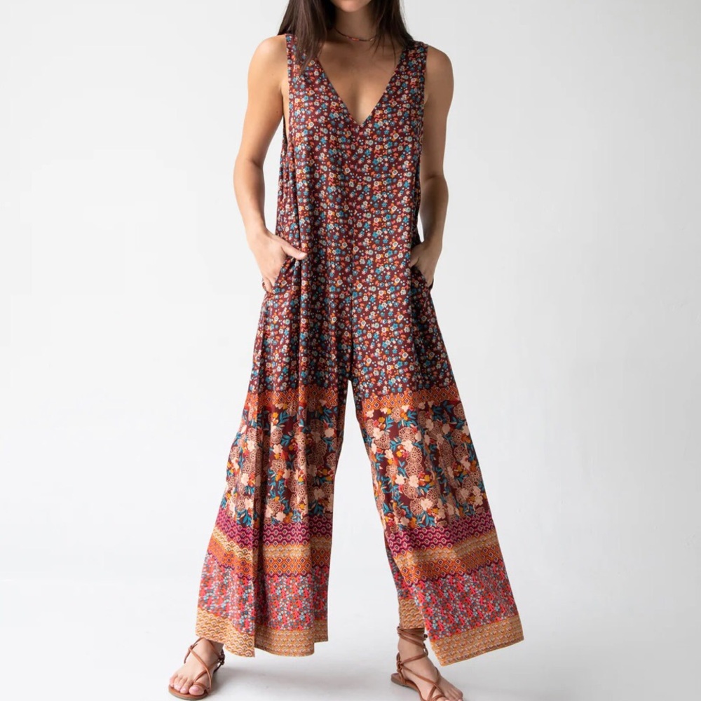 Natural Life Wide-Leg Multi-Color Jumpsuit, US S/M, Never Worn! Super Comfy